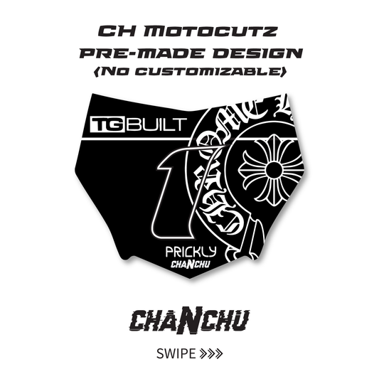 CH Motocutz pre-made front number plate sticker - Made to order