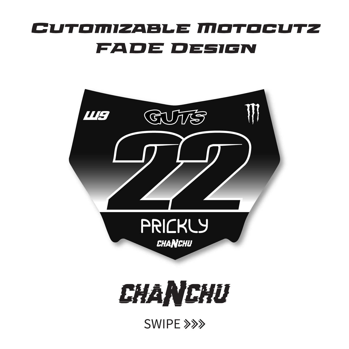 Customizable Motocutz FADE Number Plate Decal - Made to order (Copy)