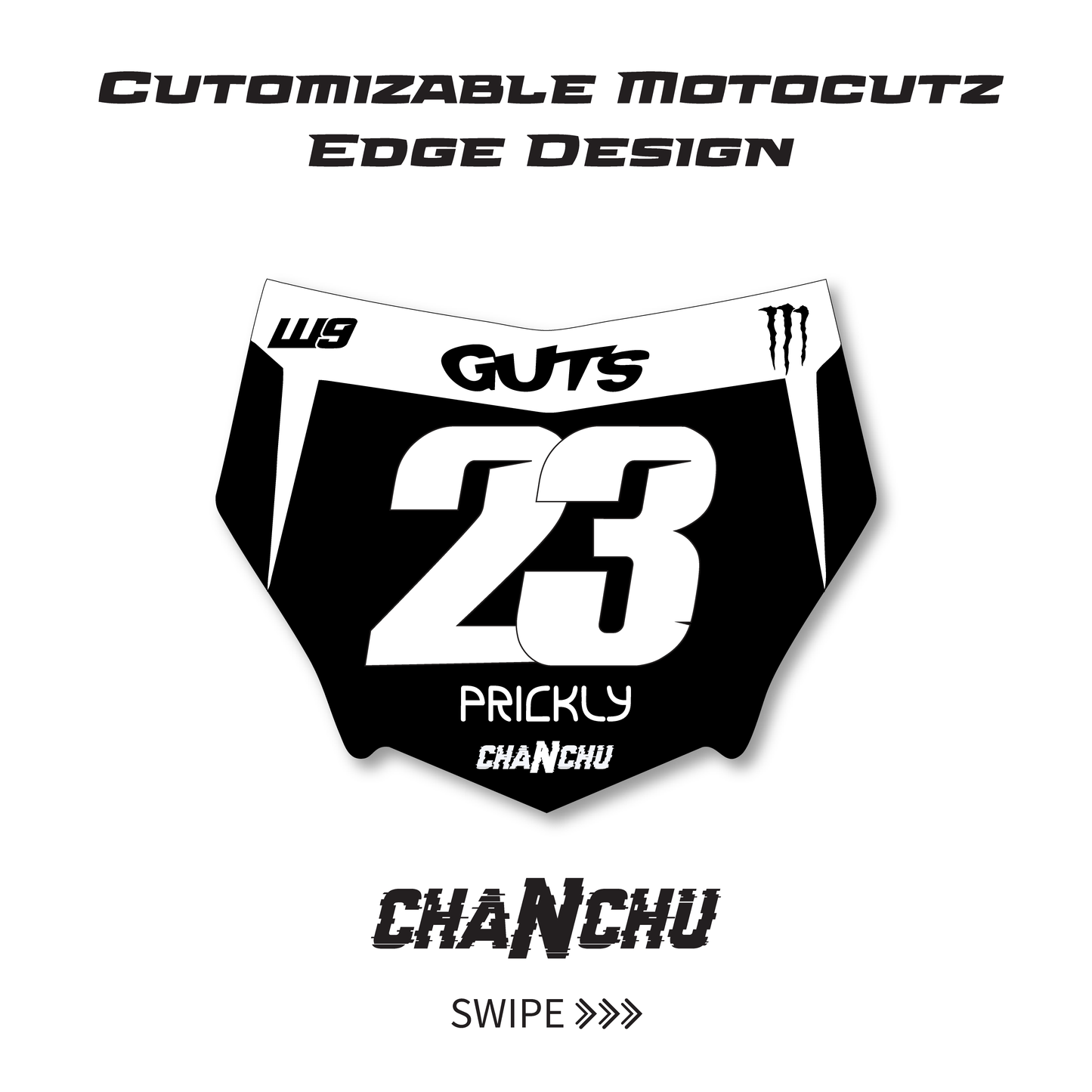 Customizable Motocutz Edge style front number plate sticker - Made to order