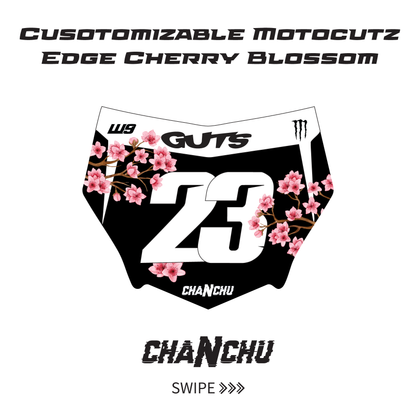Customizable Motocutz Edge Cherry Blossom style front number plate sticker - Made to order
