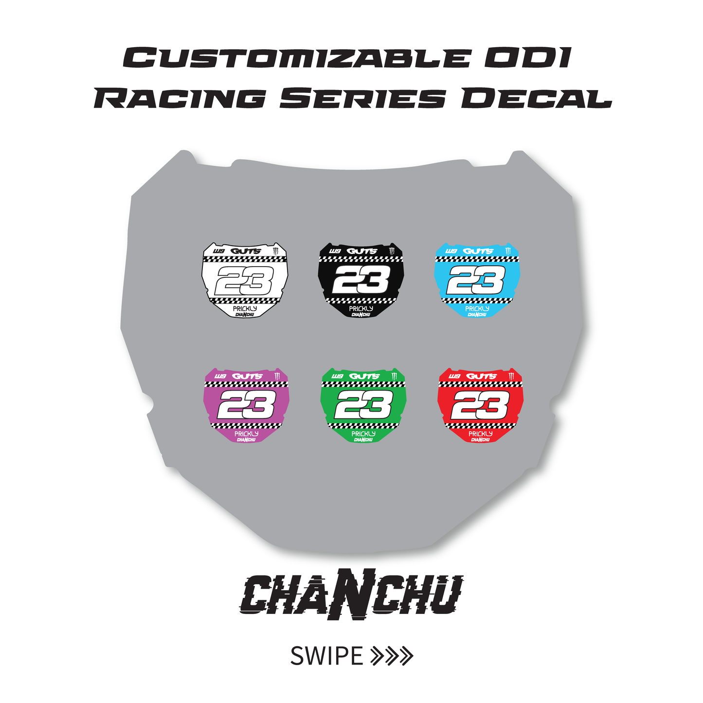 Customizable Racing Series ODI E-Bike Number Plate Decal - Made to order