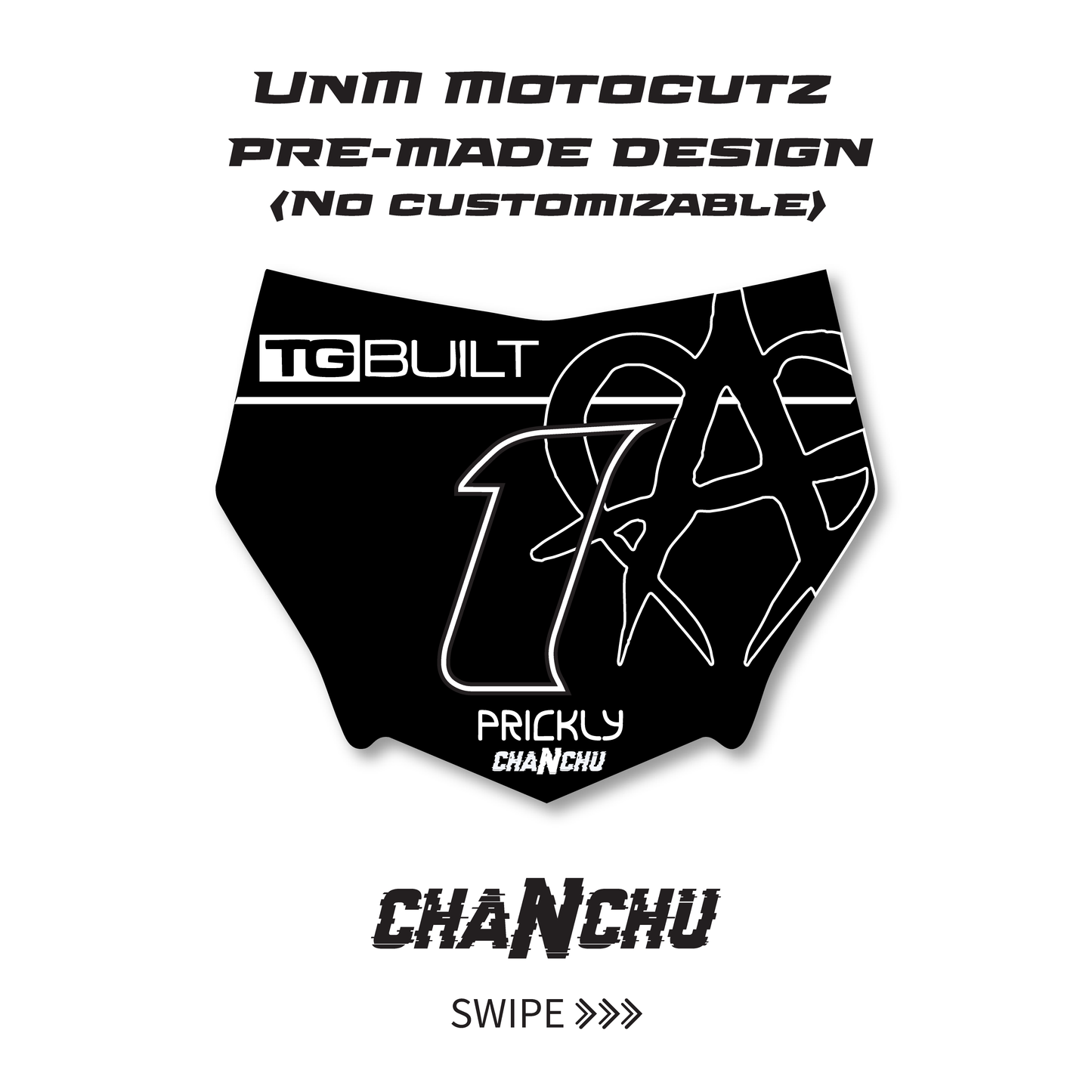 UnM Motocutz pre-made front number plate sticker - Made to order