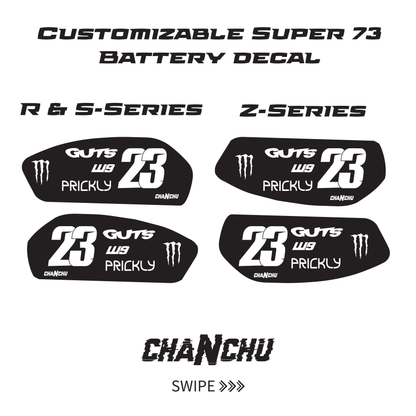 Customizable Super 73 Battery decal - Made to order